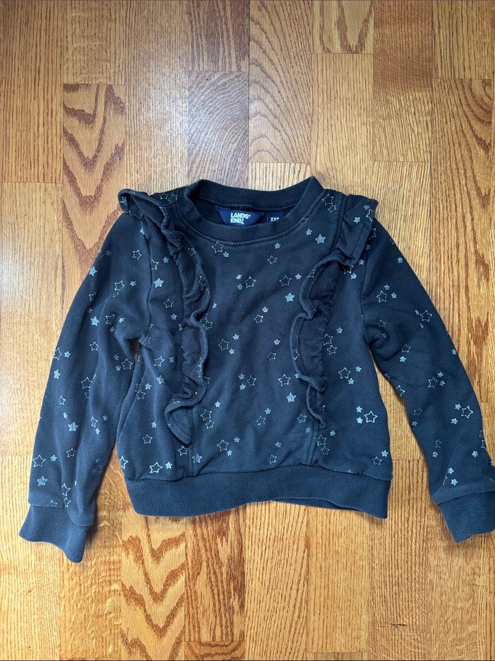 Lands' End Black Ruffle Star Sweatshirt